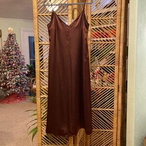 H&M | Dresses | Hm Brown Copper Satin Slip Dress Medium Nwot | Poshmark